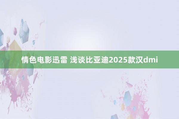 情色电影迅雷 浅谈比亚迪2025款汉dmi