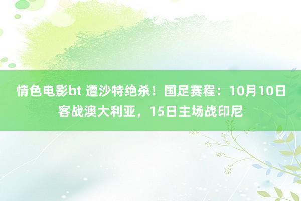 情色电影bt 遭沙特绝杀！国足赛程：10月10日客战澳大利亚，15日主场战印尼