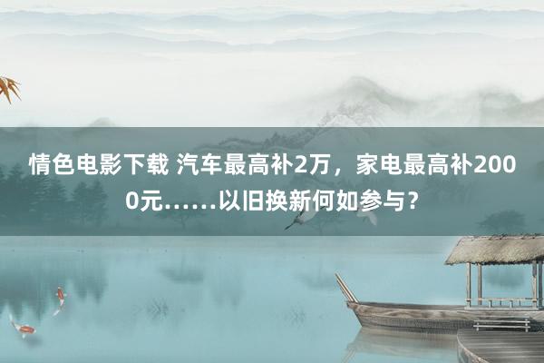 情色电影下载 汽车最高补2万，家电最高补2000元……以旧换新何如参与？