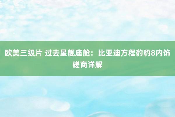 欧美三级片 过去星舰座舱：比亚迪方程豹豹8内饰磋商详解