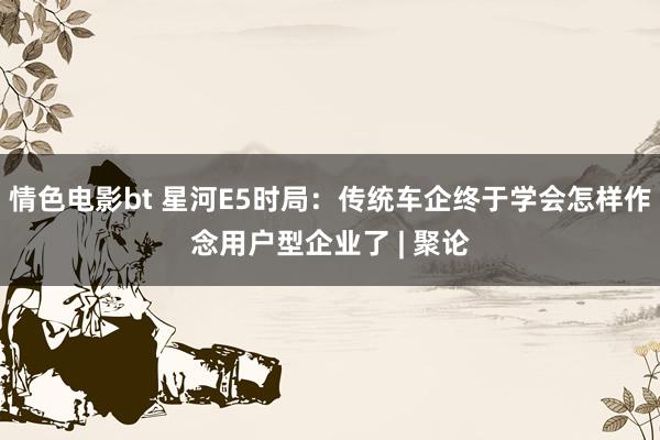 情色电影bt 星河E5时局：传统车企终于学会怎样作念用户型企业了 | 聚论