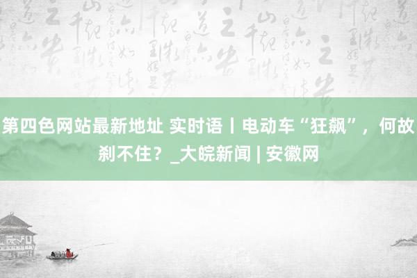 第四色网站最新地址 实时语丨电动车“狂飙”，何故刹不住？_大皖新闻 | 安徽网