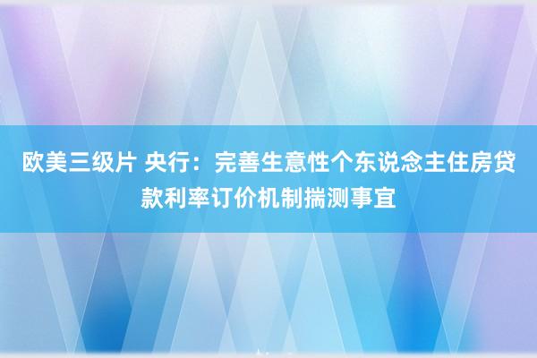 欧美三级片 央行：完善生意性个东说念主住房贷款利率订价机制揣测事宜