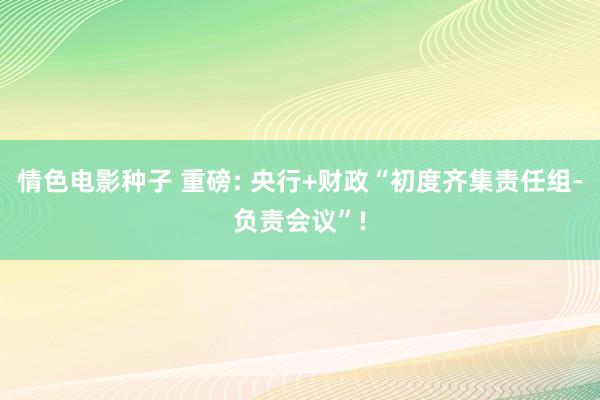 情色电影种子 重磅: 央行+财政“初度齐集责任组-负责会议”!