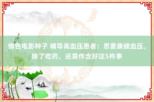 情色电影种子 辅导高血压患者：思要康健血压，除了吃药，还需作念好这5件事