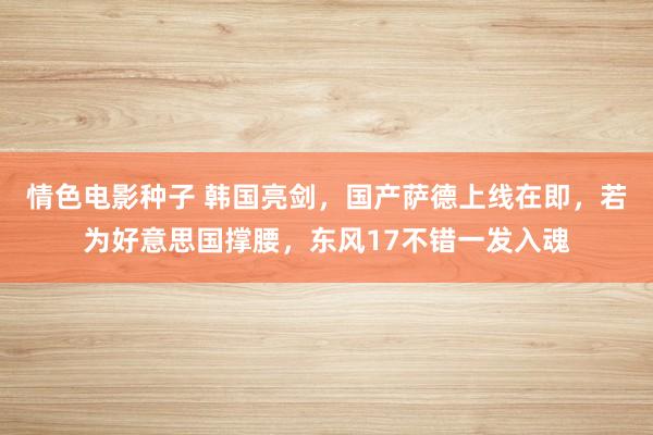 情色电影种子 韩国亮剑，国产萨德上线在即，若为好意思国撑腰，东风17不错一发入魂