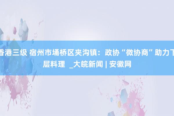 香港三级 宿州市埇桥区夹沟镇：政协“微协商”助力下层料理  _大皖新闻 | 安徽网