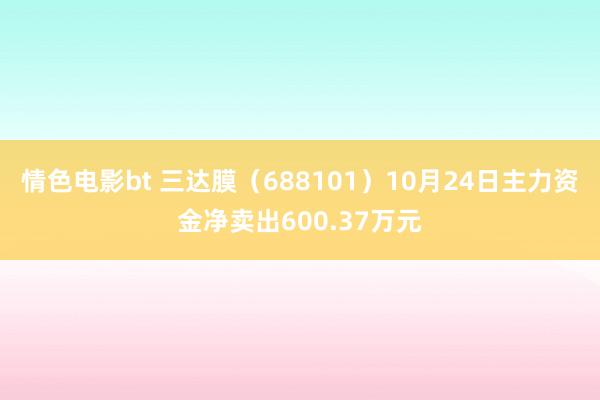 情色电影bt 三达膜（688101）10月24日主力资金净卖出600.37万元