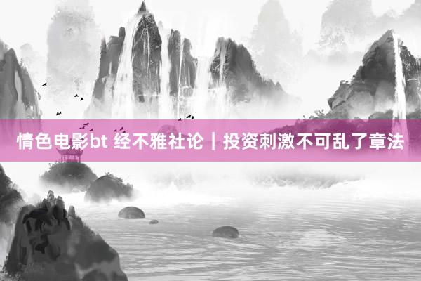 情色电影bt 经不雅社论｜投资刺激不可乱了章法