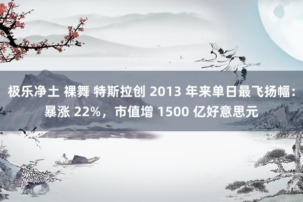 极乐净土 裸舞 特斯拉创 2013 年来单日最飞扬幅：暴涨 22%，市值增 1500 亿好意思元