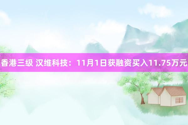 香港三级 汉维科技：11月1日获融资买入11.75万元