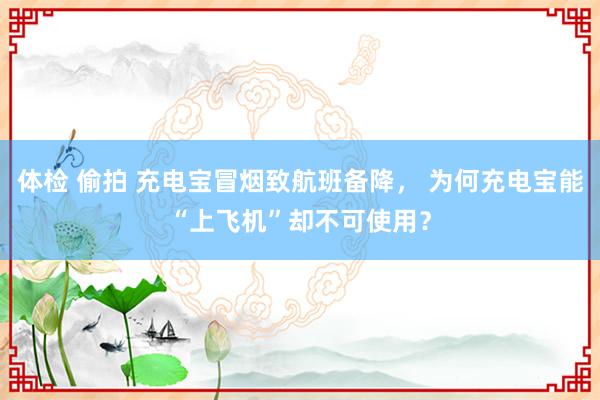 体检 偷拍 充电宝冒烟致航班备降， 为何充电宝能“上飞机”却不可使用？