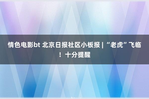 情色电影bt 北京日报社区小板报 | “老虎”飞临！十分提醒