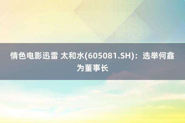 情色电影迅雷 太和水(605081.SH)：选举何鑫为董事长