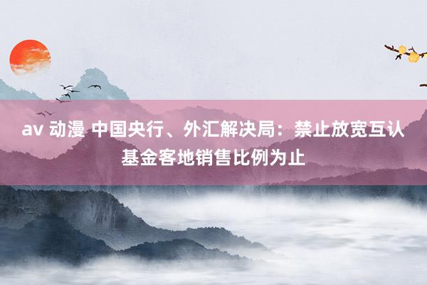 av 动漫 中国央行、外汇解决局：禁止放宽互认基金客地销售比例为止