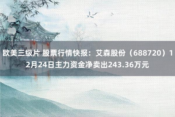 欧美三级片 股票行情快报：艾森股份（688720）12月24日主力资金净卖出243.36万元