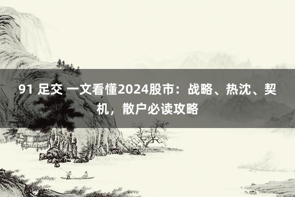 91 足交 一文看懂2024股市：战略、热沈、契机，散户必读攻略