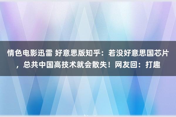 情色电影迅雷 好意思版知乎：若没好意思国芯片，总共中国高技术就会散失！网友回：打趣