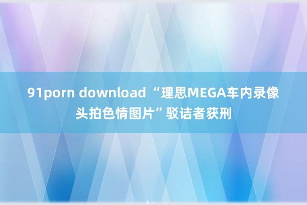 91porn download “理思MEGA车内录像头拍色情图片”驳诘者获刑