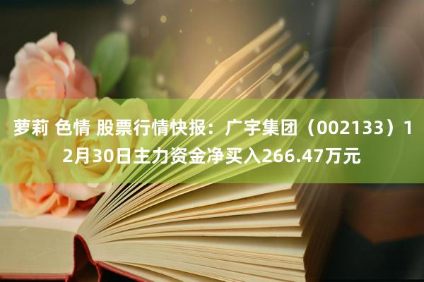 萝莉 色情 股票行情快报：广宇集团（002133）12月30日主力资金净买入266.47万元