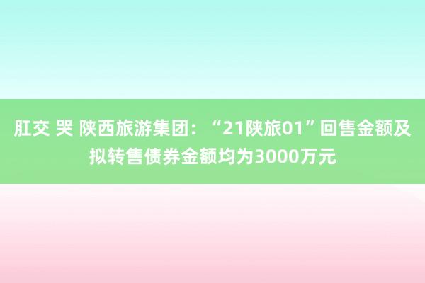 肛交 哭 陕西旅游集团：“21陕旅01”回售金额及拟转售债券金额均为3000万元