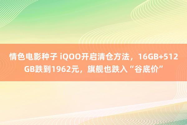 情色电影种子 iQOO开启清仓方法，16GB+512GB跌到1962元，旗舰也跌入“谷底价”