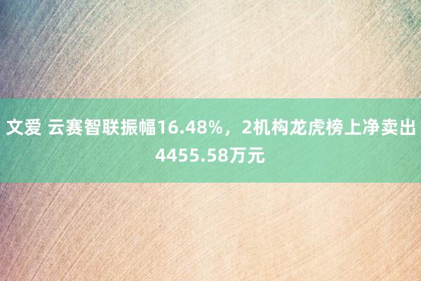 文爱 云赛智联振幅16.48%，2机构龙虎榜上净卖出4455.58万元